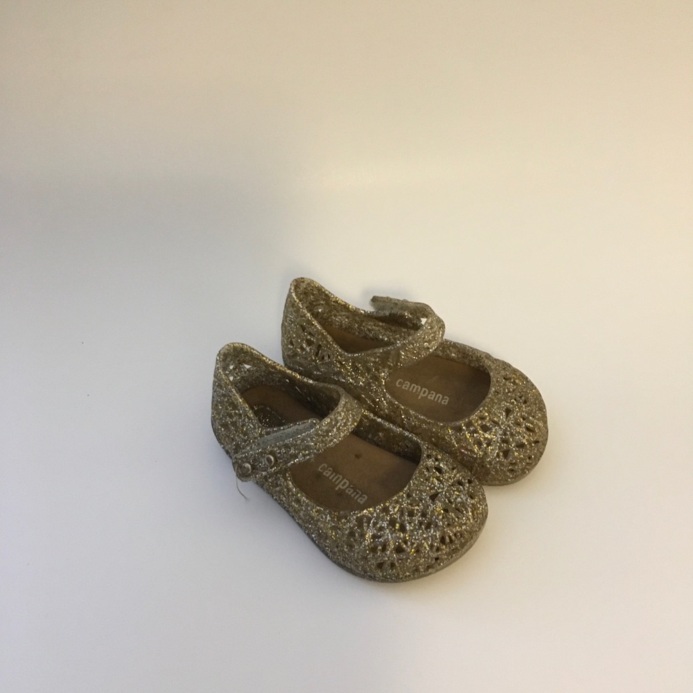 Mini Melissa size 5 toddler gold shoes